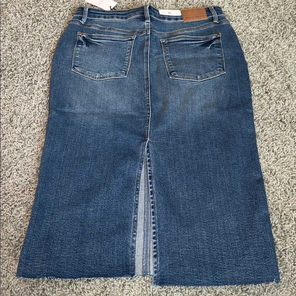 Judy Blue High Waist Midi Denim Skirt (XL) NWT - Picture 6 of 10